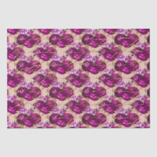 Romantic Magenta Roses with Gold Writing on Peach Tissue Paper