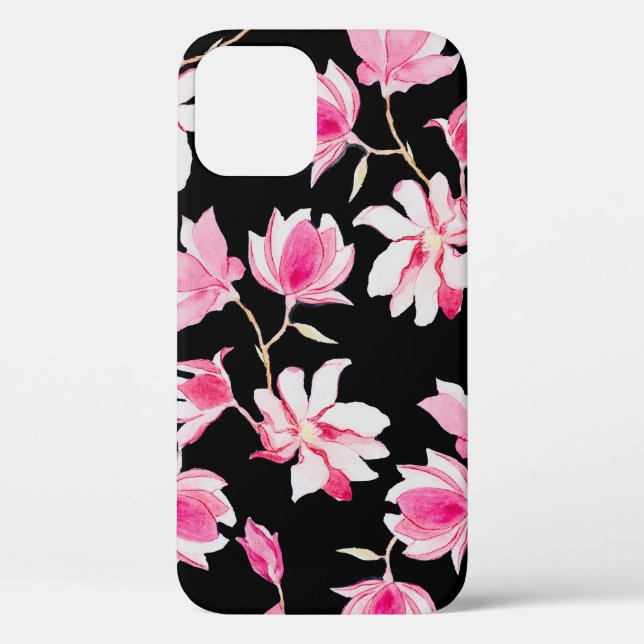 Romantic Magnolia: Black Watercolor Case-Mate iPhone Case (Back)