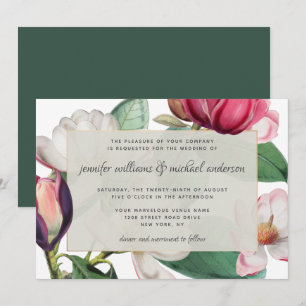 Romantic Magnolia Blossoms Elegant Floral Invitation