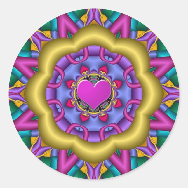 Romantic Mandala sticker with Heart (Front)