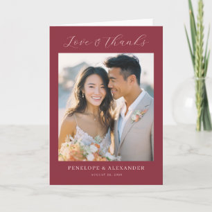 Romantic Maroon Classic Photo Thank You Card