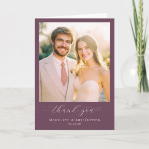 Romantic Maroon Elegant Photo Thank You Card