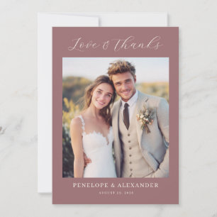 Romantic Maroon Minimalist Photo Thank You Card