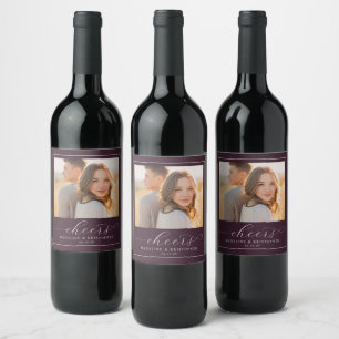 Romantic Maroon Photo Wine Label