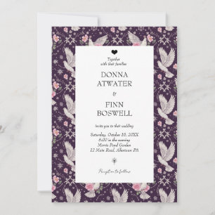 Romantic Maroon Unique Maximalist Custom Wedding  Invitation