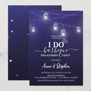 Romantic Mason Jar Light I Do BBQ Engagement Party Invitation