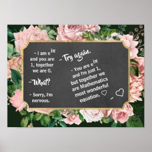 Romantic Math Dialogue in  the Black Board - Funny Poster