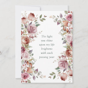 Romantic Mauve Floral Valentine's Day Holiday Card