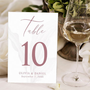 Romantic Mauve Minimal Elegant Wedding  Table Number