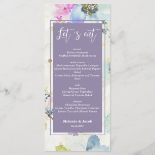 Romantic Mauve Purple  Floral Wedding Menu