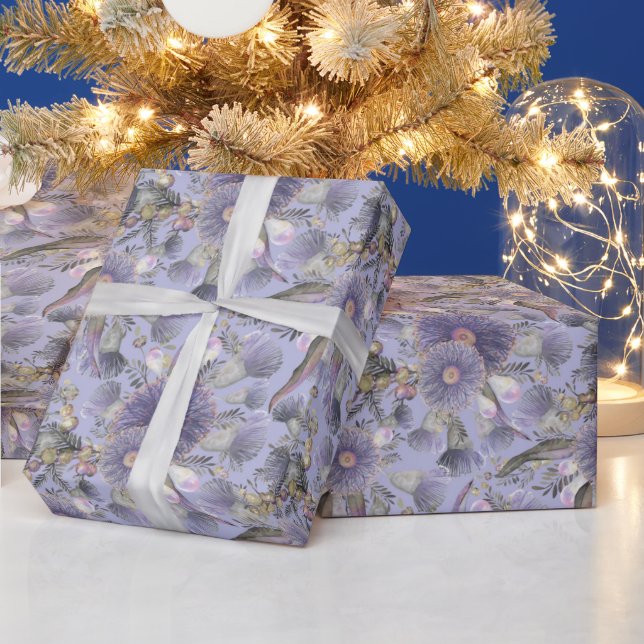 Romantic Mauve Wattle & Eucalyptus Wrapping Paper (Holidays)