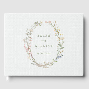 Romantic meadow flowers Wedding Guest Book
