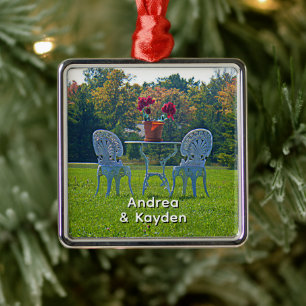 Romantic Meadow of Love Garden Table Flowers Metal Ornament