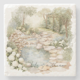 Romantic Meadow Rock Path Stone Coaster