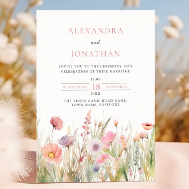 Romantic Meadow Wildflower Wedding Blooms Invitation (Creator Uploaded)