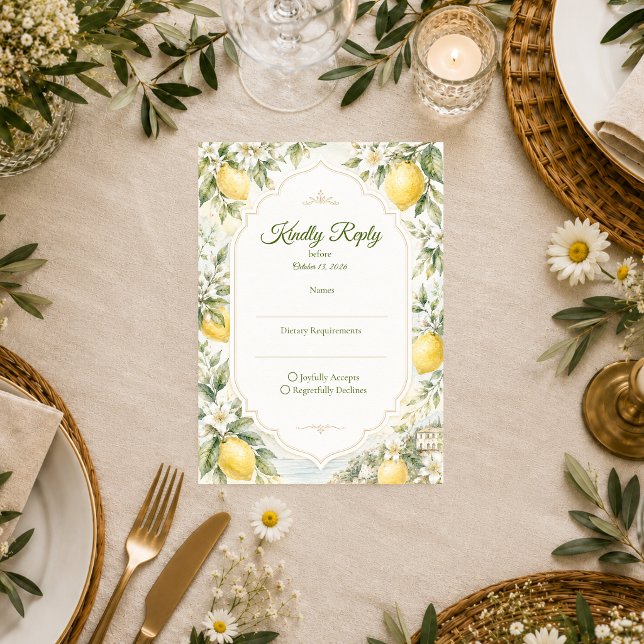 Romantic Mediterranean Wedding RSVP Card (Creator Uploaded)