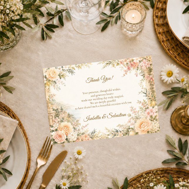 Romantic Mediterranean Wedding Thank You Card (Creator Uploaded)