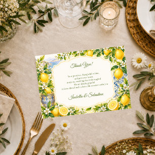 Romantic Mediterranean Wedding Thank You Card