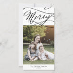 Romantic Merry Christmas Photo Family Newsletter Holiday Card<br><div class="desc">This romantic merry Christmas photo family newsletter holiday card is the perfect simple holiday greeting. The modern classic design features fancy swirls and whimsical flourishes with gorgeous elegant hand lettered typography. Personalize the front of the card with a photo, your family name and the year. Include an additional photo, and...</div>