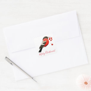 Romantic Merry Christmas red bird  Square Sticker