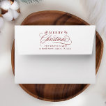 Romantic Merry Christmas Return Address  Envelope<br><div class="desc">This Christmas envelope featuring elegant and romantic swirly calligraphy lettering with pinecone twigs and pre-printed return address. For more advanced customization of this design,  please click the BLUE DESIGN TOOL BUTTON above!</div>
