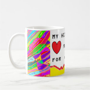 Romantic message and art about hearts coffee mug