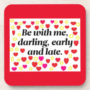 Romantic message on a coaster red yellow design