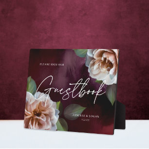 Romantic Midnight Garden Wedding Guestbook Sign Plaque