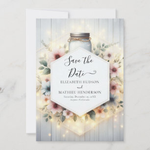 Romantic Minimal Mason Jar Wedding Save The Date