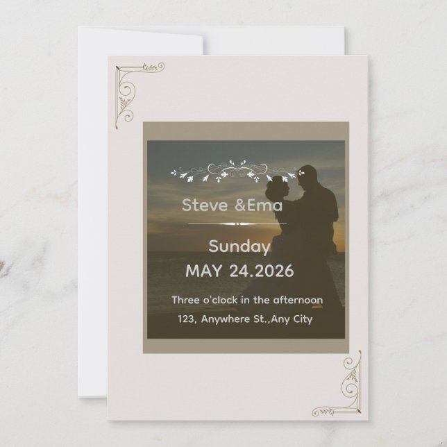 Romantic & Minimal Wedding Invitation Template | E (Front)