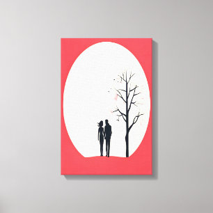 Romantic Minimalist Couple Art Canvas Print