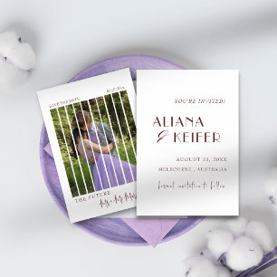 Romantic Minimalist Elegent Purple Photo Wedding  Save The Date