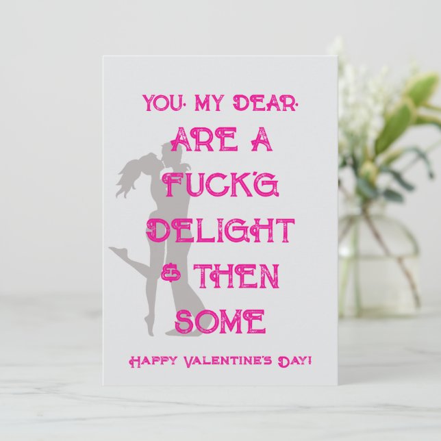 Romantic Minimalist Naughty Valentine's Day Card (Standing Front)