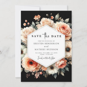 Romantic Minimalist Peach Wedding Save The Date
