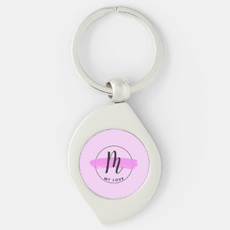 Romantic Minimalist Pink Brushstroke Keychain