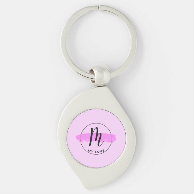 Romantic Minimalist Pink Brushstroke Keychain (Front)