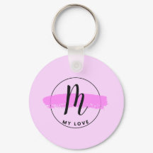 Romantic Minimalist Pink Brushstroke Keychain