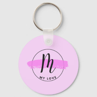 Romantic Minimalist Pink Brushstroke Keychain