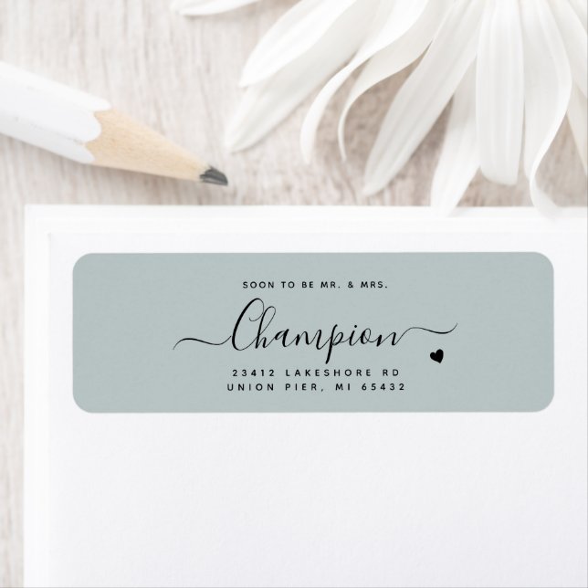 Romantic Minimalist Script Dusty Blue Wedding (Insitu)