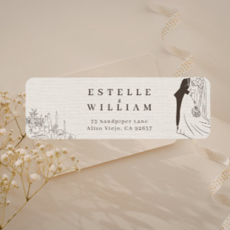 Romantic Minimalist Wedding Return Address Label