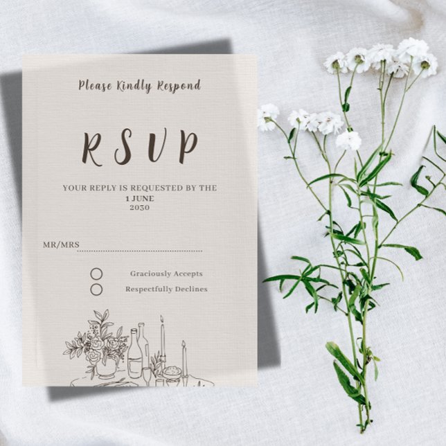 Romantic Minimalist Wedding RSVP Card  (Creator Uploaded)