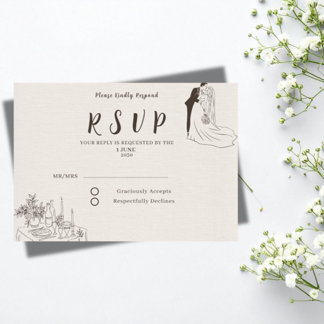 Romantic Minimalist Wedding RSVP Card  (Creator Uploaded)
