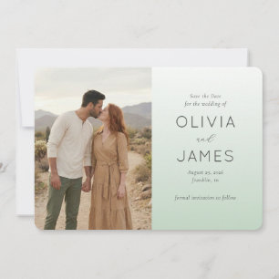 Romantic Mint Green Minimalist Photo Save The Date