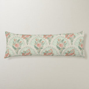 Romantic Mint Rose Vintage Victorian Arch Pattern Body Pillow