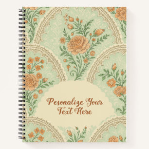 Romantic Mint Rose Vintage Victorian Personalized Notebook