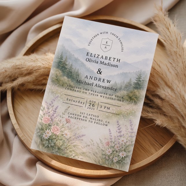 Romantic Misty Mountain Forest Wedding Invitation (Creator Uploaded)