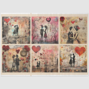 Romantic Mixed Media Background Couple Valentine Tissue Paper