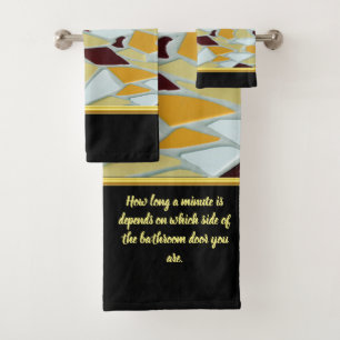Romantic Modern Art Geometry -yellow orange white  Bath Towel Set