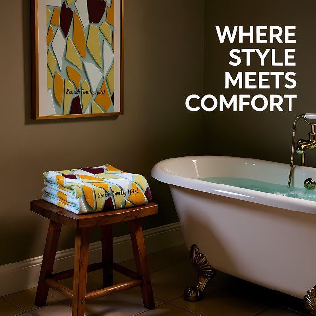 Romantic Modern Art Geometry -yellow orange white Bath Towel Set (Creator Uploaded)