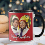 Romantic Modern Cute Heart Merry Christmas Photo Mug<br><div class="desc">Surprise someone special with this cute mug,  featuring a favourite photo within a love heart shaped 'frame'. Below the picture is the greeting 'Merry Christmas' in attractive script typography. Personalize the other side with your own message,  as a finishing touch to your unique holiday gift.</div>